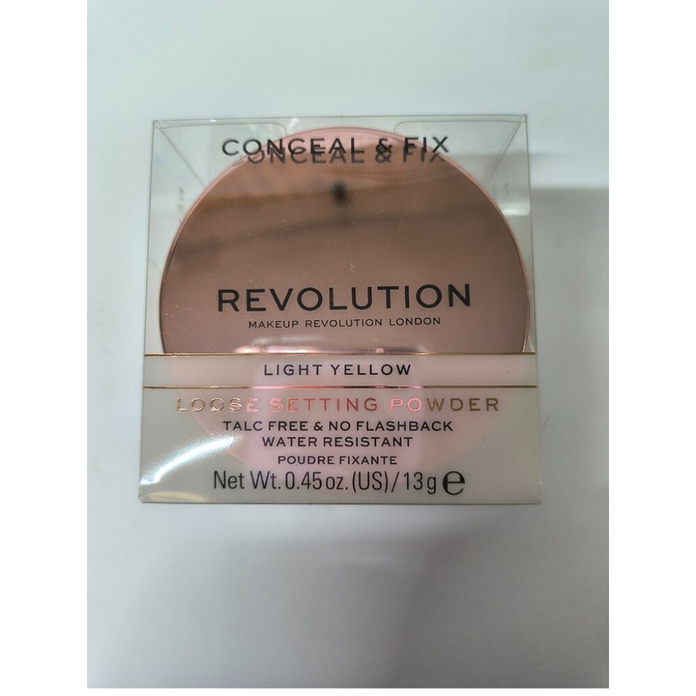 Makeup Revolution Conceal Fix Loose Setting Powder Light Yellow Water Resistant